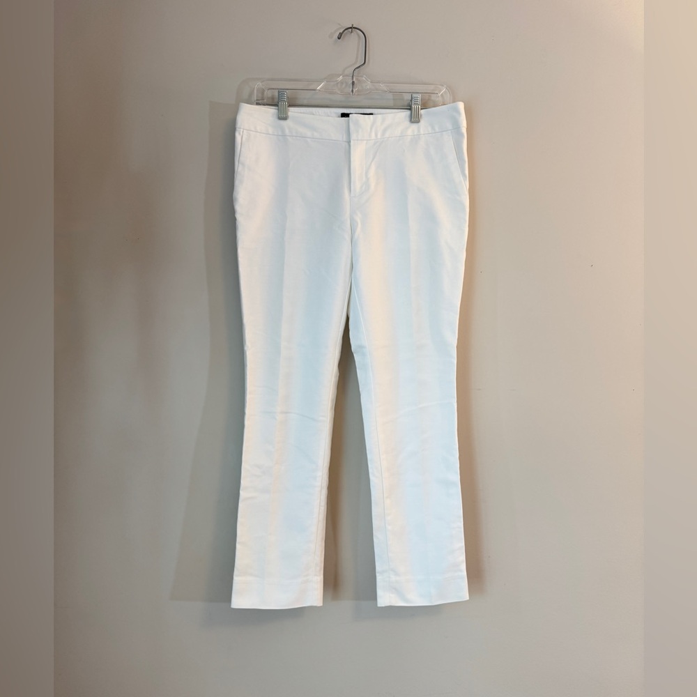 Banana Republic White Cotton Hampton Pants - Ankle Cropped Straight